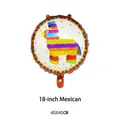 Detailed view of 18 inch Mexican Fiesta foil balloon with colorful Piñata design - Pinata Alpaca Pattern