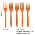 Tenedores de plástico naranja para decoraciones de fiesta mexicana y carnaval, 10 piezas - Paquete de 10 / Tenedor