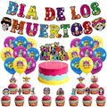 Set completo decorazioni Dia de los Muertos con striscione, palloncini e cake topper - Kit di Decorazione 1