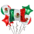 Set van vijf Mexicaanse vlag folieballonnen voor carnaval en themafeest decoraties - Mexicaanse Vlag Set (Fiesta Set-2) / Set van 5 stuks