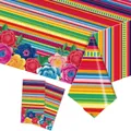 Detailliertes mexikanisches Fiesta-Tischdecken- und Serviettenset mit Blumenmuster - Mexikanische Blume (5672608252108) / 137*274cm