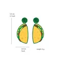 Vista dettagliata degli orecchini taco glitterati con misure di 5,4 cm di altezza e 6g peso. - Stile Taco (E1)