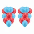 Due grappoli simmetrici di palloncini rossi e blu per decorazioni festive di feste - Palloncini in Lattice per Feste Rossi e Blu (MM098) / 20 Palloncini (10 Rossi, 10 Blu)