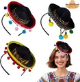 Set mit 3 Mini-Mexikaner-Sombrero-Stirnbändern ideal für Karneval Party Kostümzubehör - Sombrero-Haarreif (Set 2) / 3er-Set