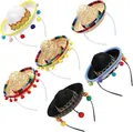 Set of colorful mini Mexican sombrero headbands for carnival and party celebrations - Set 7