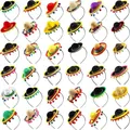 Extensive array of vibrant mini Mexican sombrero headbands with colorful pom-poms for parties - Carnival Mixed Styles (Set 16) / Set of 36