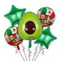Mexicaanse fiesta thema ballon set met avocado en Mexicaanse vlag folie ballonnen decor - Avocado Set (Fiesta Set-1) / Set van 5 stuks
