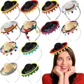 Detailed view of assorted mini Mexican sombrero headbands for festive carnival parties - Set 11
