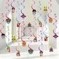 Decorazioni sospese Giorno dei Morti con spirali colorate e icone di teschi e scheletri - Decoration Kit 3