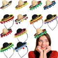 Selection of colorful mini Mexican sombrero headbands for festive carnival party events - Set 14