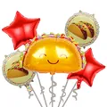 5-piece Mexican fiesta taco balloon set including foil stars and round taco prints. - Taco Polka Dot Set (Fiesta Set-9) / 5 Pieces Pack