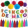 Set decorazioni festa Cinco de Mayo con banner colorato, pompon e nappe multicolore. - Set Completo Banner Striscia LED Nido Ape (4)