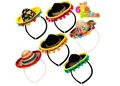 Set of 6 colorful mini Mexican sombrero headbands for fiesta party - Set 8