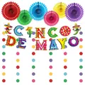 Set di decorazioni per feste Cinco de Mayo con striscione di lettere e ventagli colorati - Set Completo Banner Ghirlanda Ventaglio (3)