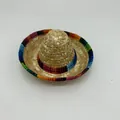 Sombrero de paja mexicano en miniatura para mascotas con colorido borde tejido para fiestas - Estilo Paja Natural Borde Arcoíris (Estilo 3) / Estilo de Diadema