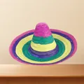 Sombrero messicano in paglia a strisce colorate per spettacoli festivi per bambini. - Strisce Colorate (Stile 4)