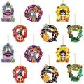 Collection of vibrant Dia de los Muertos skeleton hanging ornaments for party decor - Decoration Kit 7