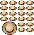 Lot de 20 mini chapeaux mexicains en paille pour animaux et décorations de fête - Diamètre 16cm / Couleur d'origine