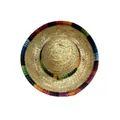 Traditioneller mexikanischer Strohhut mit bunten Regenbogenstreifen für Karnevalspartys. - Mehrfarbige Paspelierung Strohhut-Schale / 15cm