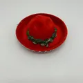 Festive red mini Mexican pet sombrero with green braided trim for dog carnival parties - Red Silver Edge Braid Style (Style 14)
