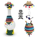 Set di accessori messicani per oca da portico con cappello di paglia e sciarpa a righe - Taglia unica / Set Sciarpa a Triangolo
