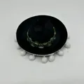 Mini pet Mexican sombrero hat in black with white pompoms and green gold trim - Black White Pom Pom Green Gold Trim Style (Style 24)