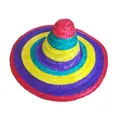 Bunter gewebter mexikanischer Sombrero Hut, ideal für Kostümpartys und Halloween - Einheitsgröße / Roter Rand Sombrero
