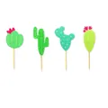 Quattro decorazioni per torta a cactus verde con fiori rosa per festa messicana - Set da 4 Pezzi (Cactus)