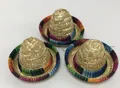 Set di tre mini sombrero messicani intrecciati per animali e decorazione di bottiglie - 3 Pezzi - Tesa Colorata