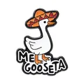 Spilla smaltata oca bianca con sombrero messicano e scritta divertente Me Goose Ta - ME GOOSE TA Slogan Oca Bianca (QHXZ6249)