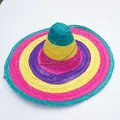 Vibrant multi-colored woven Mexican straw sombrero hat for festive carnival parties - Colorful Ring without Pom-Poms / Diameter 53cm / Multicolor
