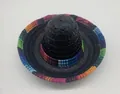 Mini cappello messicano in paglia nera con tesa a strisce colorate per decorazioni di feste - Stile 31