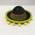 Mini sombrero messicano nero con pompon gialli per decorazioni di feste a tema - 34