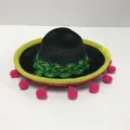 Mini sombrero messicano nero con pompon colorati per decorazione - 35
