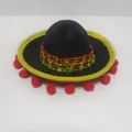 Mini sombrero messicano nero con pompon rossi per decorazione festiva - 36