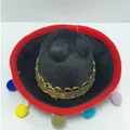 Mini cappello sombrero messicano con bordo rosso e pompon colorati per feste di carnevale - 38