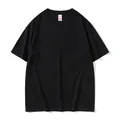 T-shirt nera in cotone pettinato pesante 220g, vestibilità comoda e girocollo classico - 3XL / Tops / Nero