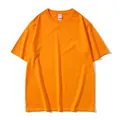 Premium loose fit orange short-sleeved cotton T-shirt with a crew neck design - 150 / Top / Orange