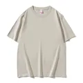 Premium 220g combed long-staple cotton ice-feel t-shirt in sand beige with a loose fit - S / Top / Grey-Beige