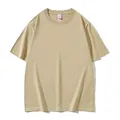 Premium khaki combed cotton loose fit round neck short sleeve T-shirt variant for casual wear - M / Top / Camel