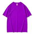 Premium purple combed cotton short sleeve T-shirt with a comfortable loose round neck - S / Top / Purple