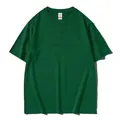 Dark green premium combed cotton crew neck t-shirt in a loose drop-shoulder style - S / Top / Ideal Green