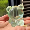 Translucent green gummy bear shaped slow rebound squeeze toy for stress relief. - Green