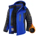 Herren Winterjacke in Blau mit Kapuze, warmem Fleece-Futter und winddichtem Design - L / Tops / Blau