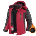 Herren Outdoor Winter Fleecejacke winddichte Thermo Kapuzenjacke Übergröße Rot Schwarz - L / Tops / Rot