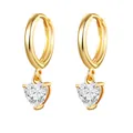 Elegante vergulde oorringen met fonkelende hartvormige zirkonia hangers voor dames - Hart Stijl (W80008-GG) / Goud