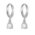 Elegante zilveren oorringen met fonkelende zirkonia hangers in peervorm. - Waterdruppel Stijl (W80007-SS) / Zilver