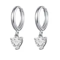 Elegante zilverkleurige hartvormige zirkonia hanger oorbellen met minimalistische look - Hart Stijl (W80008-SS) / Zilver