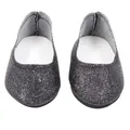 Detailed view of black glittery ballet flats for 18-inch dolls accessories - Black Sequins (SH-0020-3)