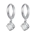 Classic silver hoop earrings featuring sparkling round brilliant-cut cubic zirconia dangles. - Round Style (W80009-SS)